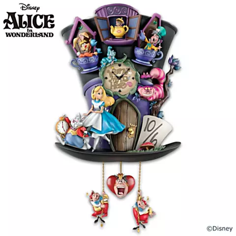 Bradford Exchange Disney Alice in Wonderland Mad Hatter Light Up Cuckoo Clock