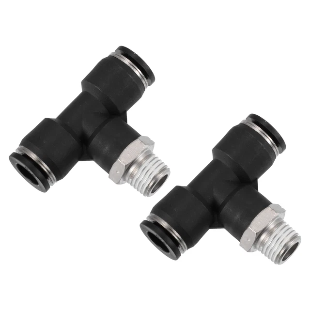 2 Pcs Auto Pneumatique T Raccords 3/8" Tube OD à 1/4" NPT Filetage