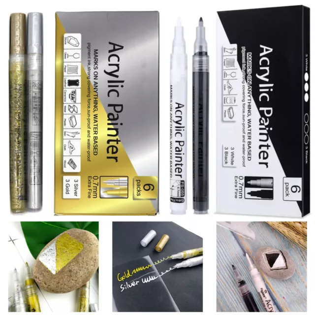 Acrylic Paint Marker Pens Permanent For Stone Leather Fabric Plastic 22  Colours!