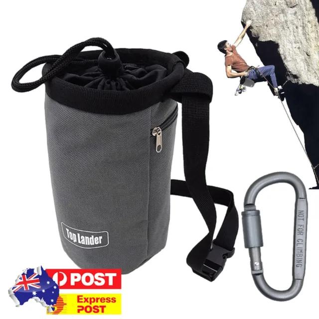 Rock Climbing Chalk Bag Magnesium Powder Storage Pouch with Adjustable Belt Grey
