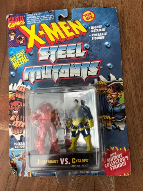 X-Men Steel Mutants Juggernaut vs Cyclops Die Cast Figures Sealed on Card 1994
