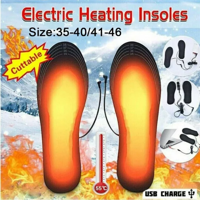 USB Electric Heated Shoe Insoles Sock Feet Heater Foot Pads Winter Warmer Insole