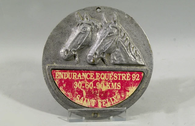 PLAQUE DE CONCOURS HIPPIQUE, ronde, alu, endurance, 1994