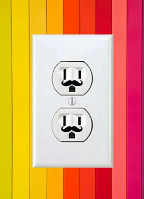 Wall art, Mustache Decal, Mustache Stickers, Wall decal, Gift, Wall Outlet, Plug