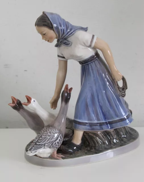 ROYAL COPENHAGEN DAHL Jensen Porcelain Figurine 1296 Girl With 3 Geese ...