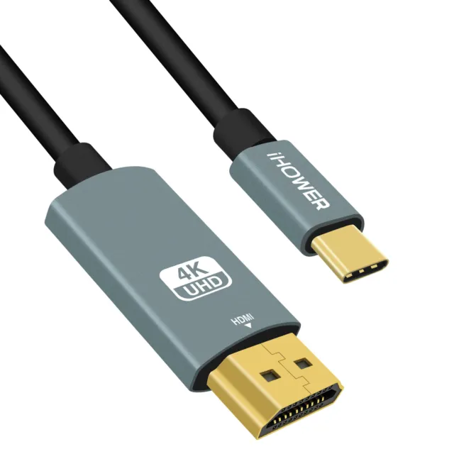 Câble USB-C vers HDMI 2.0 Ultra HD 4K, Full HD / 3D Haute vitesse 2m iHower Noir