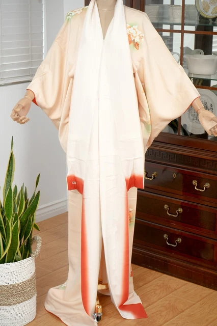 Dear Vanilla Japanese Silk Kimono Women's Robe Gown Authentic Japan Vintage Mint 7