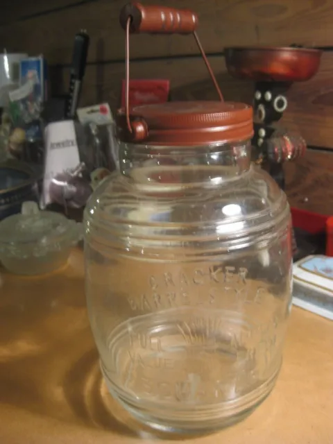 3 Qt Cracker Barrel Style Glass Jar Clear unused Cookies Flour