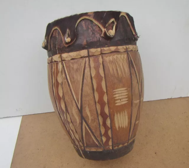 Vintage African Wooden Skin Drum