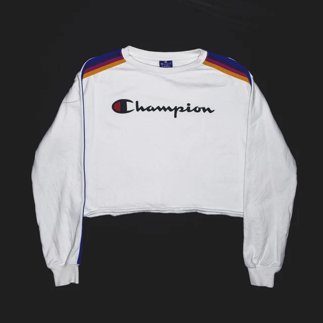 CHAMPION Felpa Donna Tagliata Bianca XS