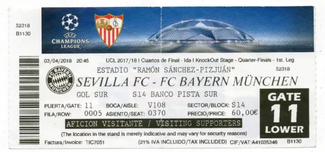 Ticket EC FC Sevilla - Bayern München 03.04.2018