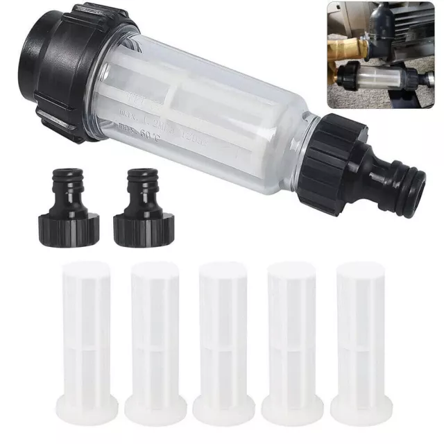 Water Filter Garden Hose 3/4 Inch Water Pre Filter with 5 Filters 2 Adapters