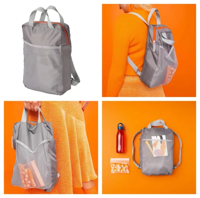 New Ikea PIVRING Backpack Light Grey Carrier & Support Bag Unisex 24x8x34 cm/9 l