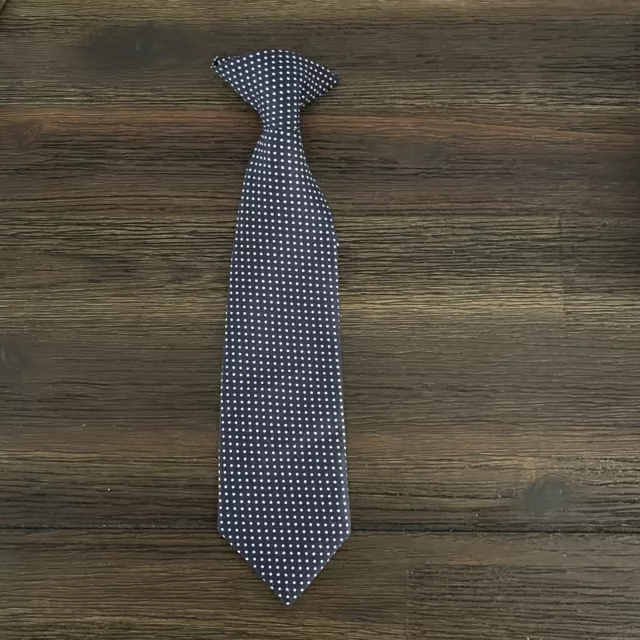 Boys Blue and White Polka Dot Clip on Neck Tie 10”
