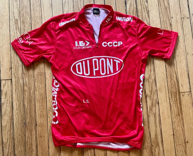 Red Vintage Soviet Cycling Team Jersey - DuPont / CCCP - Louis Garneaun - Size L