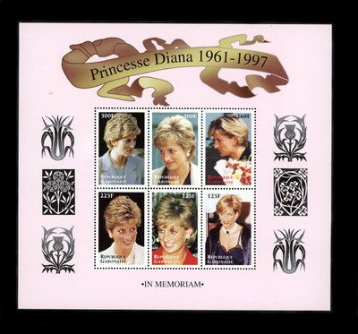 Princess Diana Commemorative miny sheet of stamps from Gabon M N H