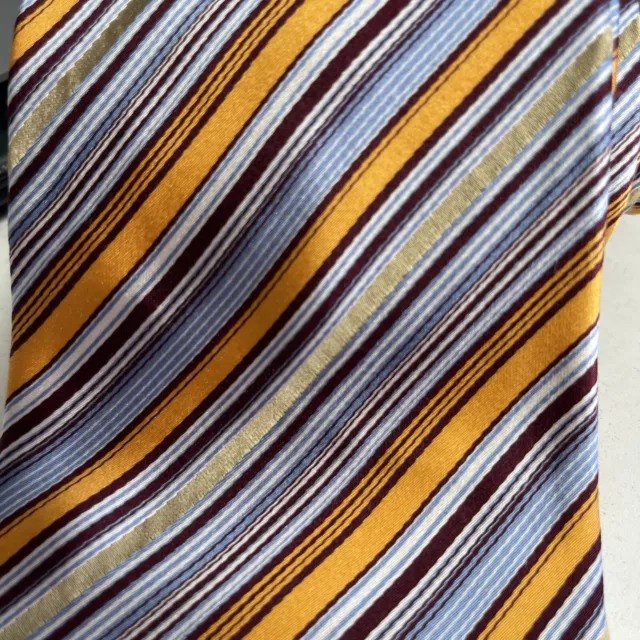 ALFA PERRY Men's Silk Long Necktie Designer STRIPED Orange/Blue  Hand Made NWOT 3