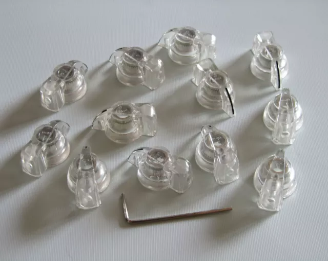 12x Clear Chicken Head Knob 1/4" Transparent Guitar Amp Effect Pedal Knobs