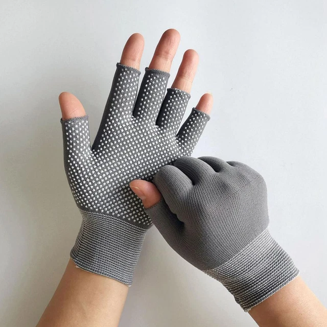 Fingerless Outdoor Bicycle Anti-skid Half Finger Fishing Gloves (Grey)