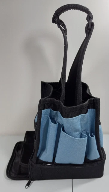 Bolso artesanal totalmente genial sobre la marcha azul claro negro múltiples bolsillos