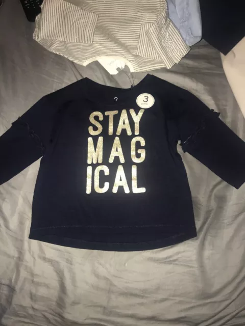 3 Girls Next Long Sleeve Tshirts Set Blue White Navy 9-12months