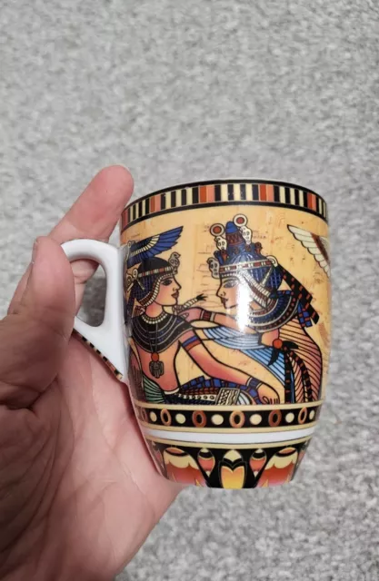 FM Fathi Mahmoud Limoges Mugs Porcelain Egyptian Art 4” Fondè 1942 In Box