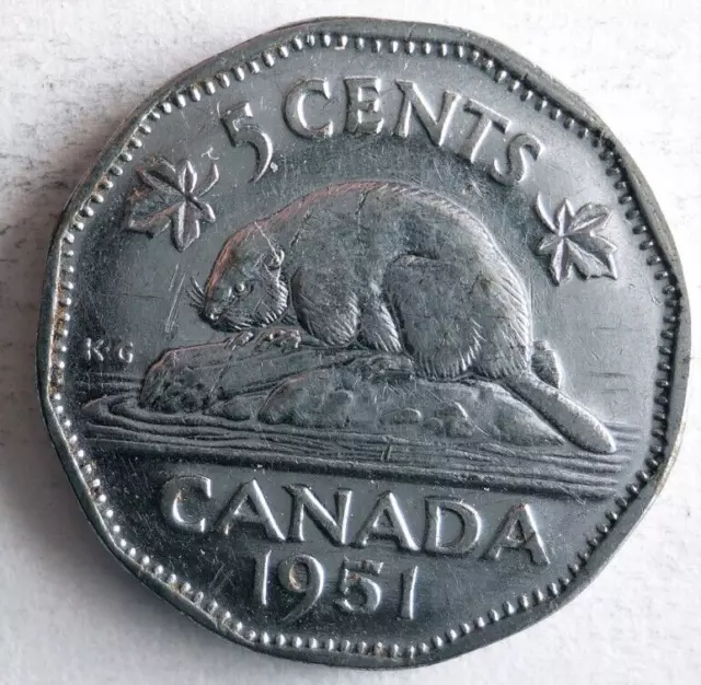 1951 CANADA 5 CENTS - Excellent Coin - FREE SHIP - Bin #344