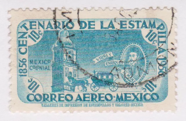 (MCO-354) 1956 Mexico 10c blue bell tower (A)