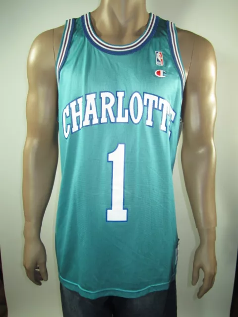 KENDALL GILL Champion CHARLOTTE HORNETS Jersey 44 NBA Sonics Bogues Curry  Rice