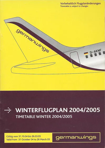 Germanwings system timetable 10/31/04 [2011] Buy 4+ save 25%