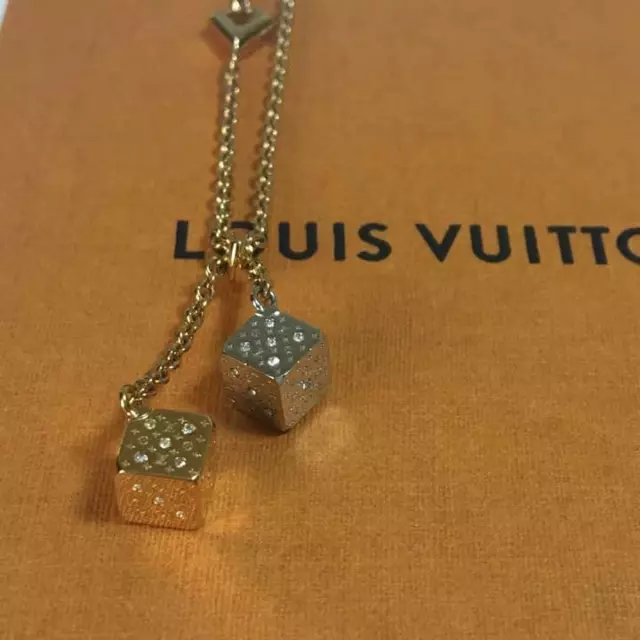 Auth LOUIS VUITTON Necklace Rockie M62809 Gold Silver Red OB1116 Necklace