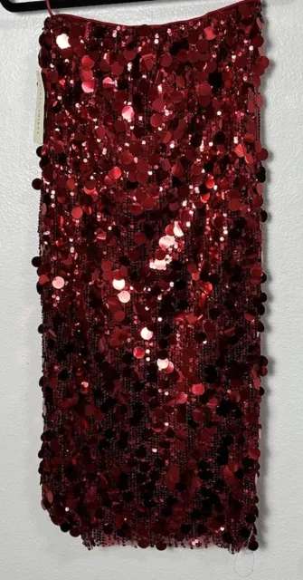 Thirty Thirty Sequin Skirt Womens Size Small Red Sequined Flashy Maxi Skirt NEW