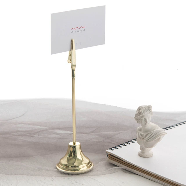 (Gold)Name Card Clips Nonslip Base Sturdy Durable Place Card Holder Wide