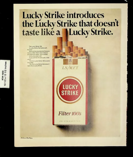 1967 LUCKY STRIKE Cigarette Ad Now There Are 2 Lucky Strikes £2.37 -  PicClick UK