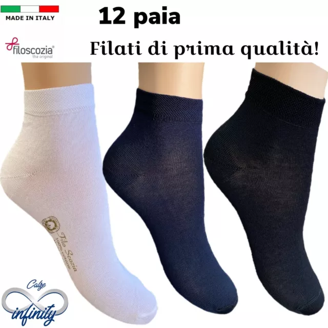 12 paia fantasmini Sneaker calzini in 100% cotone Filo di Scozia Infinity®