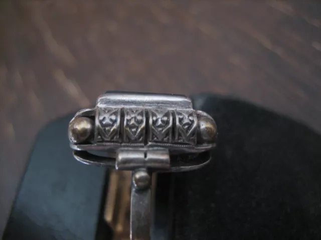 schön verzierter Art Deco Ring Siegelring Onyx 835er Silber RG 54 17 mm 2