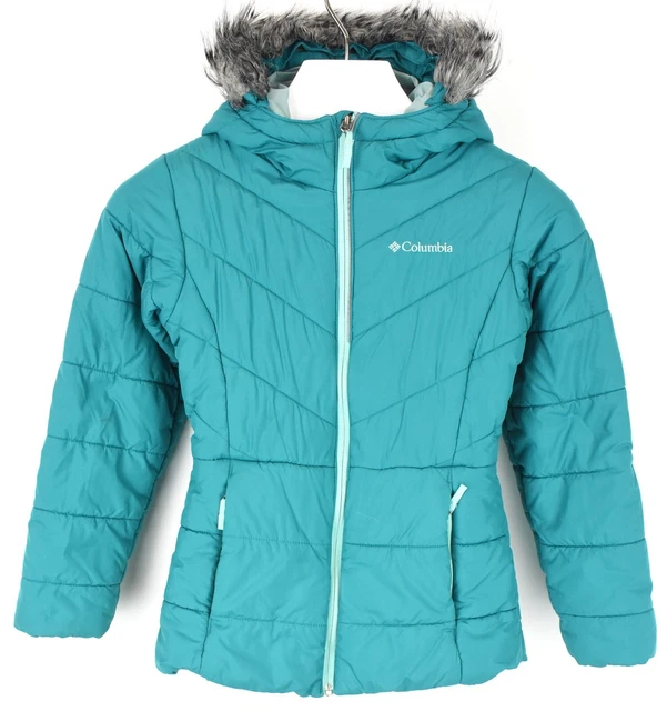 Columbia Giacca Bambina Medio Zip Intera con Cappuccio Imbottito Pelliccia Finta