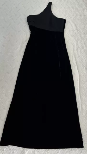 Giorgio Armani Sz 42 US 6 Black Long Velvet Dress Formal Gown One Shoulder