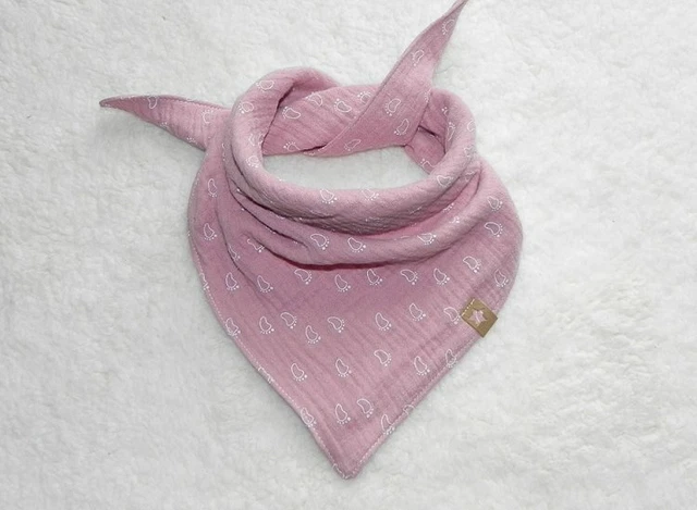 Baby ♥ Musselin Halstuch Dreieckstuch Spucktuch ♥ Rosa Weiß ♥ Handmade ♥ Neu ♥