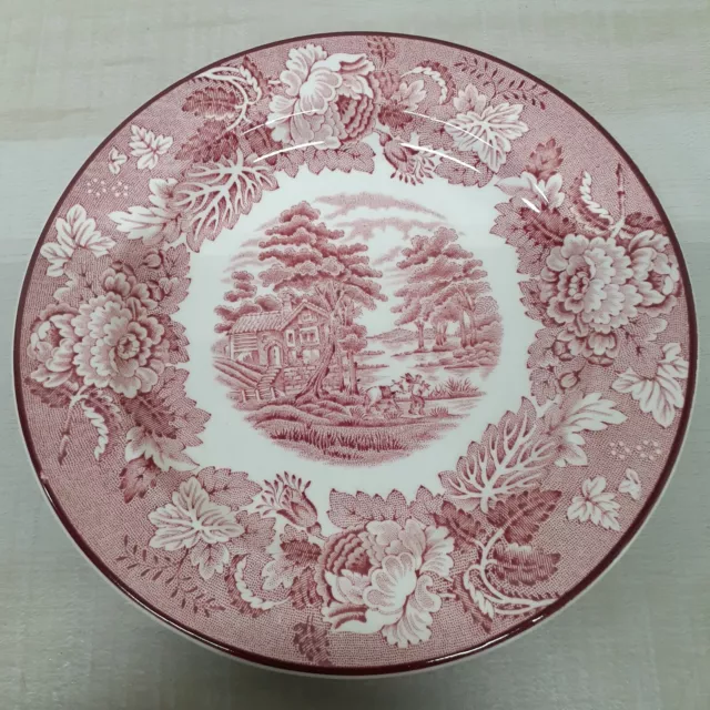 Enoch Woods English Scenery 6" Bread & Butter Plate Pink Red Woods & Sons