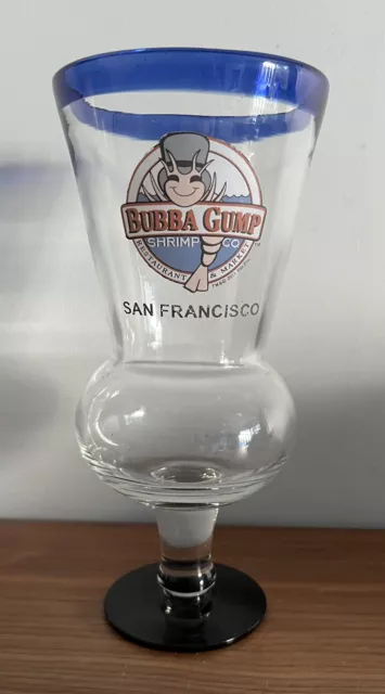 Bubba Gump Shrimp Co Glass Footed Cocktail Glass San Francisco Blue Rim 22.5cm