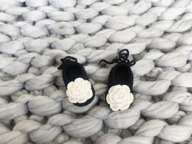 Hand knitted | Chic newborn booties shoes | Classic designer camellia booties 2