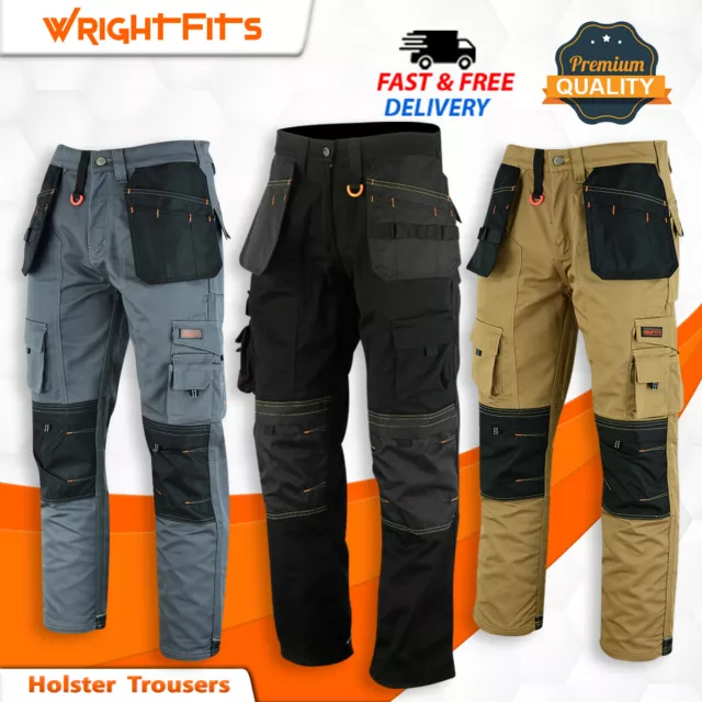 WrightFits Cargo Mens Work Trousers Combat Heavy Duty Knee Pads Pockets - APBGK