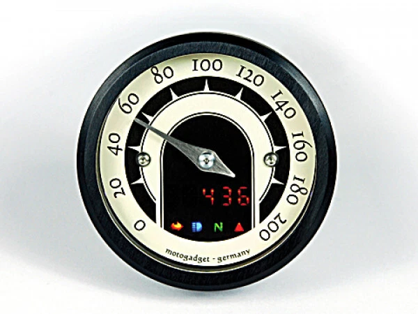 Motogadget Anal. Tachimetro MST Speedster Nero Attraente Design Retrò Ø49 MM ABE