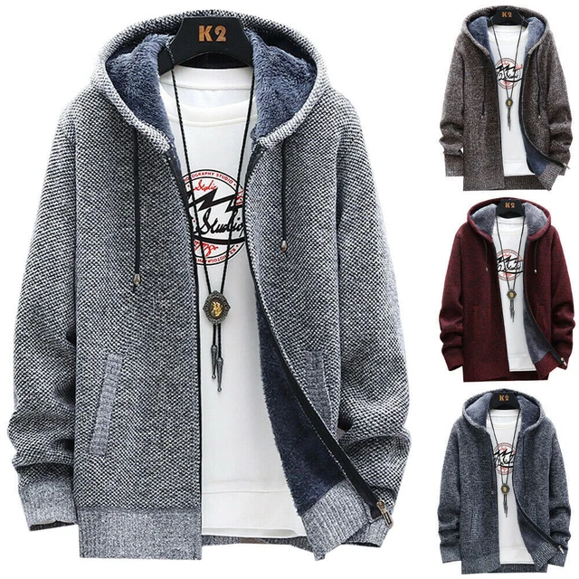 Men Thick Warm Fleece Lined Hoodie Winter Coat Jacket Sweatshirt Outerwear Tops 3