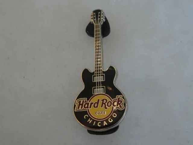 Hard Rock Cafe pin Chicago Core Guitar - Black Gibson 3 string 2009