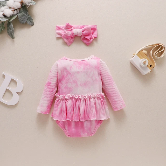 Vestiti neonata neonata romper tuta tintura cravatta top fascia 10