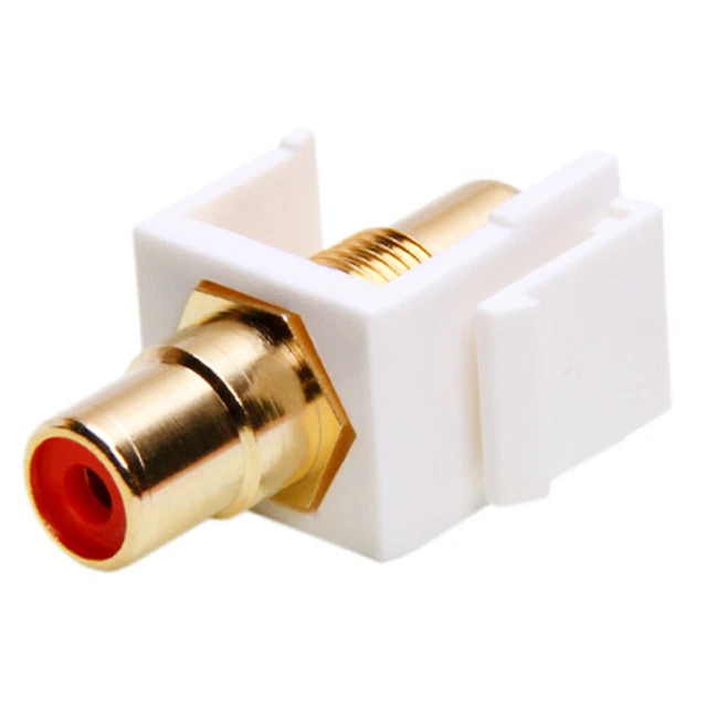 RCA Keystone Jack Modular Insert Female to Female Coupler White w/ Red Center