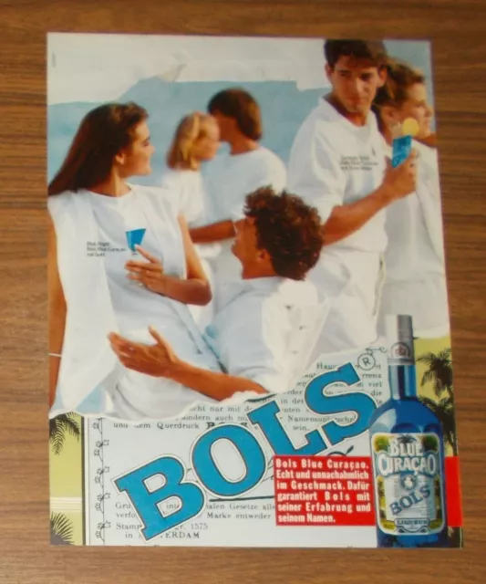 Seltene Werbung BOLS BLUE CURACAO - Echt und unnachahmlich 1987