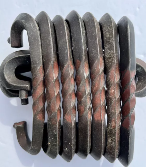 WROUGHT IRON WEATHERED PATINA TWIST DESIGN CABINET Pulls - LOT OF (10) Pulls VTG